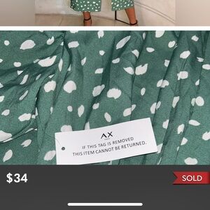 NWT AX Paris Green Printed Ruched Short Sleeve Midi Dress size 8